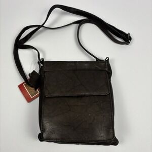 Bacci Leather Cross Body Bag Dark Brown Adjustable Strap NWT